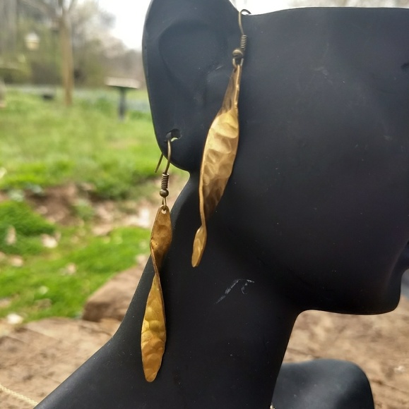 Jewelry - Hammered Brass Twist Earrings